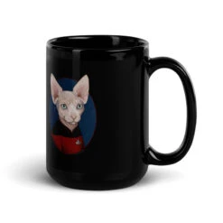 Star Trek: The Next Generation Picard Cat Portrait Black Mug -T-shirt Store PicardCatPortrait on Right 15oz Black