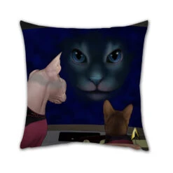 Star Trek: The Next Generation Hologram Cat Pillow - 16" X 16" -T-shirt Store ST Cats Pillow RO 1 hologram cats