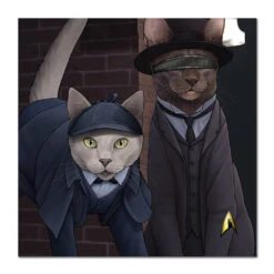 Star Trek: The Next Generation Detective Cats Premium Satin Poster -T-shirt Store ST Cats Poster RO 1 detective cats