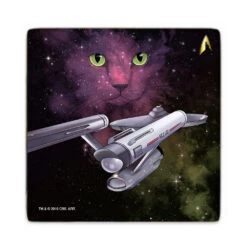 Star Trek: The Original Series Cats Coaster Set Of 4 -T-shirt Store ST Cats Set4 Coaster Mockup single SpaceCat