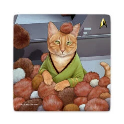 Star Trek: The Original Series Cats Coaster Set Of 4 -T-shirt Store ST Cats Set4 Coaster Mockup single TribbleCat