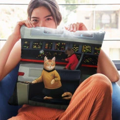 Star Trek: The Original Series Kirk's Chair Cat Pillow - 16" X 16"