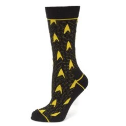 Star Trek Yellow Delta Shield Black Men's Socks -T-shirt Store ST DS YL SC