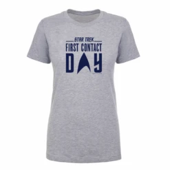 Star Trek: First Contact Day Blue Logo Women's Short Sleeve T-Shirt -T-shirt Store ST FC BLLOGO 100012 Womens ShortSleeve Tshirt Grey MF