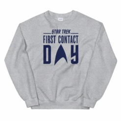 Star Trek: First Contact Blue Logo Fleece Crewneck Sweatshirt -T-shirt Store ST FC BLLOGO 100138 Crewneck Sweatshirt Flat MF de039c4a af51 43cf 94fb 6e0f1b5cd045