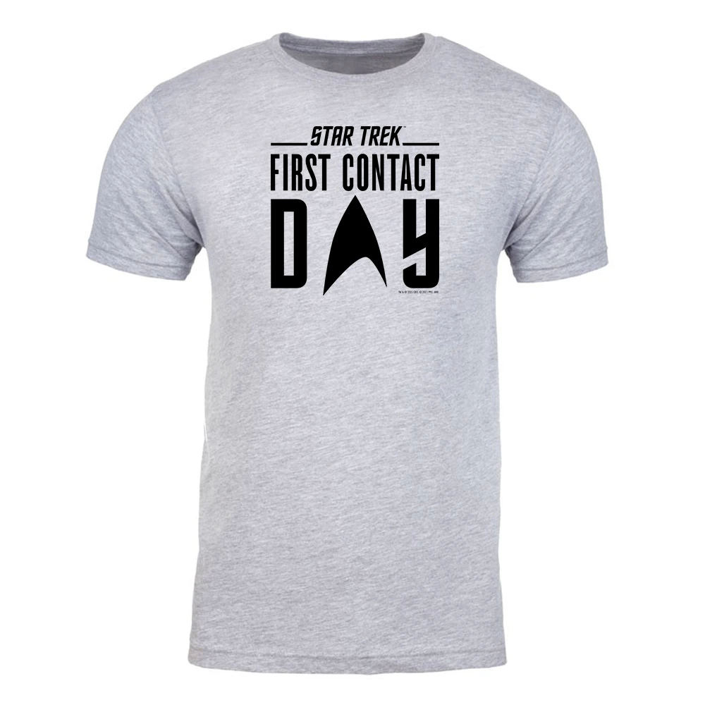 Star Trek: First Contact Day Black Logo Adult Short Sleeve T-Shirt 3 Star Trek: First Contact Day Black Logo Adult Short Sleeve T-Shirt