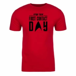 Star Trek: First Contact Day Black Logo Adult Short Sleeve T-Shirt 6 Star Trek: First Contact Day Black Logo Adult Short Sleeve T-Shirt -T-shirt Store ST FC BLOGO 100011 Adult ShortSleeve Tshirt Red MF