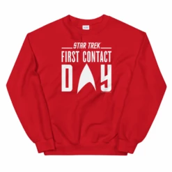 Star Trek: First Contact White Logo Fleece Crewneck Sweatshirt -T-shirt Store ST FC WLOGO 100138 Crewneck Sweatshirt Flat MF