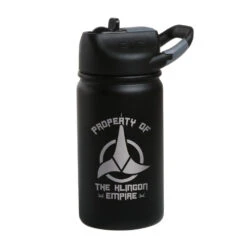 Star Trek Klingon Property Of Laser Engraved SIC Water Bottle -T-shirt Store ST K Proph SIC Water Bottle 12oz Mockup Black