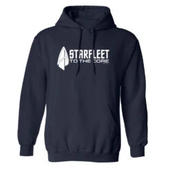 Star Trek: Picard Starfleet To The Core Fleece Hooded Sweatshirt -T-shirt Store ST P SFTC Fleece Hooded Sweatshirt Mockup Navy