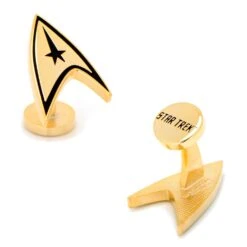 Star Trek Gold Plated Delta Shield Cufflinks -T-shirt Store ST SHD GL