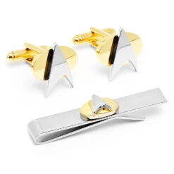 Star Trek Two Tone Delta Shield Cufflinks Tie Bar Gift Set