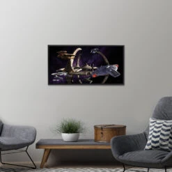 Star Trek: Deep Space Nine Ships Of The Line Wheel In The Sky Floating Frame Wrapped Canvas -T-shirt Store ST SOTL Framed Black Interior 40x20 DeepSpaceNine WheelintheSky