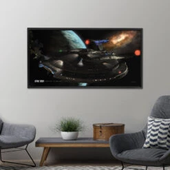 Star Trek: Enterprise Ships Of The Line Distant Cousins Floating Frame Wrapped Canvas -T-shirt Store ST SOTL Framed Black Interior 60x30 Enterprise DistantCousins