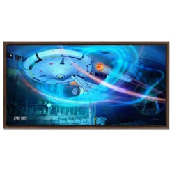 Star Trek: Enterprise Ships Of The Line Wind Tunnel Floating Frame Wrapped Canvas -T-shirt Store ST SOTL Framed Walnut 1 Enterprise WindTunnel