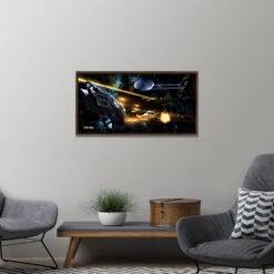 Star Trek: Deep Space Nine Ships Of The Line Fortune Favors The Bold Floating Frame Wrapped Canvas -T-shirt Store ST SOTL Framed Walnut Interior 40x20 DeepSpaceNine FortuneFavorstheBold