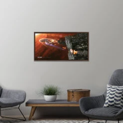 Star Trek: The Next Generation Ships Of The Line Terminal Descent Floating Frame Wrapped Canvas 12 Star Trek: The Next Generation Ships Of The Line Terminal Descent Floating Frame Wrapped Canvas -T-shirt Store ST SOTL Framed Walnut Interior 40x20 NextGeneration TerminalDescent