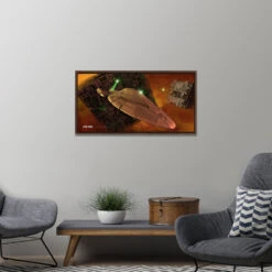Star Trek: Voyager Ships Of The Line Armored Voyager Floating Frame Wrapped Canvas -T-shirt Store ST SOTL Framed Walnut Interior 40x20 Voyager ArmoredVoyager