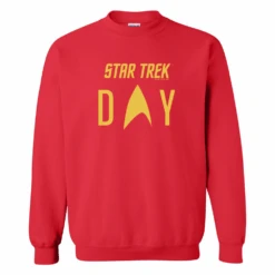 Star Trek Day Logo Fleece Crewneck Sweatshirt -T-shirt Store ST STDAY Fleece CrewNeck Sweatshirt Mockup Red