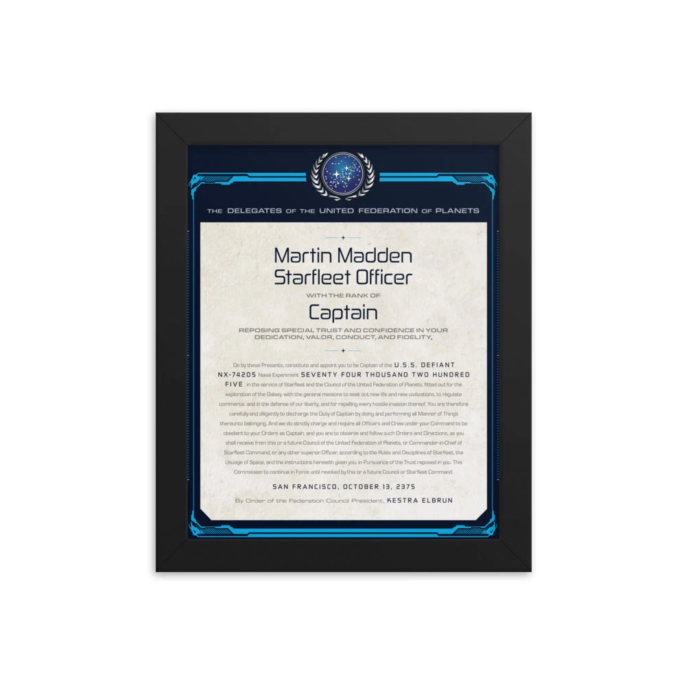 Star Trek: Deep Space Nine Personalized Captain's Assignment Letter U.S.S. Defiant NX-74205 3 Star Trek: Deep Space Nine Personalized Captain's Assignment Letter U.S.S. Defiant NX-74205