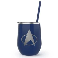 Star Trek: The Next Generation Delta Laser Engraved Wine Tumbler With Straw -T-shirt Store ST TNG D Wine Tumbler Mockup MidnightBlue