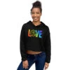 Star Trek: The Original Series Pride Love Women's Fleece Crop Hooded Sweatshirt -T-shirt Store ST TOS LOVE Crop Hoodie Mockup2 Black