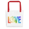 Star Trek: The Original Series Pride Love Premium Tote Bag 1 Star Trek: The Original Series Pride Love Premium Tote Bag -T-shirt Store ST TOS LOVEH Tote Bag Mockup Front Red