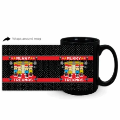 Star Trek: The Original Series Merry Trekmas Black Mug -T-shirt Store ST TOS MT 15oz Black Mug Mockup