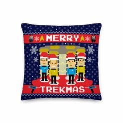 Star Trek: The Original Series Merry Trekmas Throw Pillow -T-shirt Store ST TOS MT Pillow Mockup Back