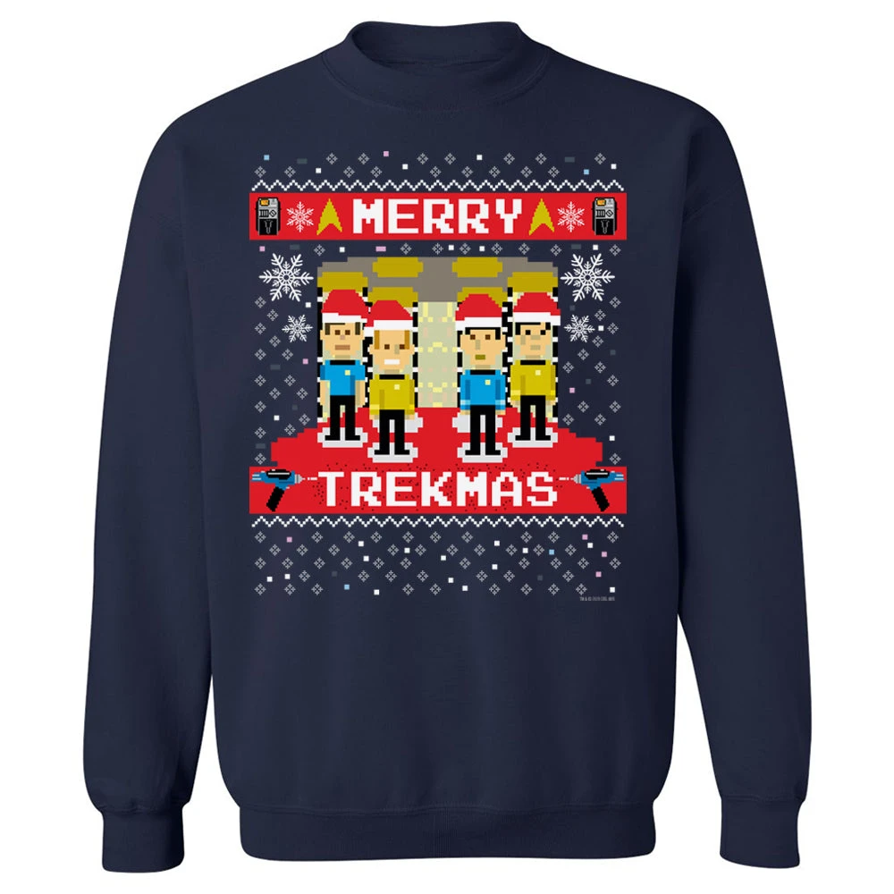 Star Trek: The Original Series Merry Trekmas Fleece Crewneck Sweatshirt 3 Star Trek: The Original Series Merry Trekmas Fleece Crewneck Sweatshirt