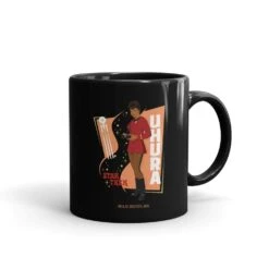 Star Trek: The Original Series Uhura Black Mug -T-shirt Store ST TOS UHURAH 11oz Black Mug Mockup Right