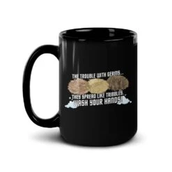 Star Trek: The Original Series Wash Your Hands Tribbles Black Mug -T-shirt Store ST TOS WYHTH 15oz Black Mug Mockup Left
