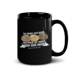 Star Trek: The Original Series Wash Your Hands Tribbles Black Mug -T-shirt Store ST TOS WYHTH 15oz Black Mug Mockup Right