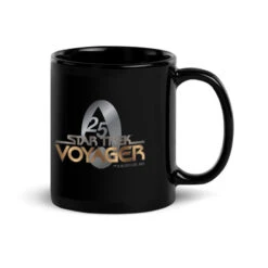 Star Trek: Voyager Gold 25 Logo Black Mug -T-shirt Store ST V 25GCD 11oz Black Mug Right