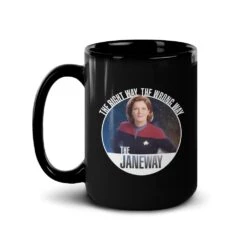 Star Trek: Voyager The Janeways Black Mug -T-shirt Store ST V RWWWJWH 15oz Black Mug Mockup Left