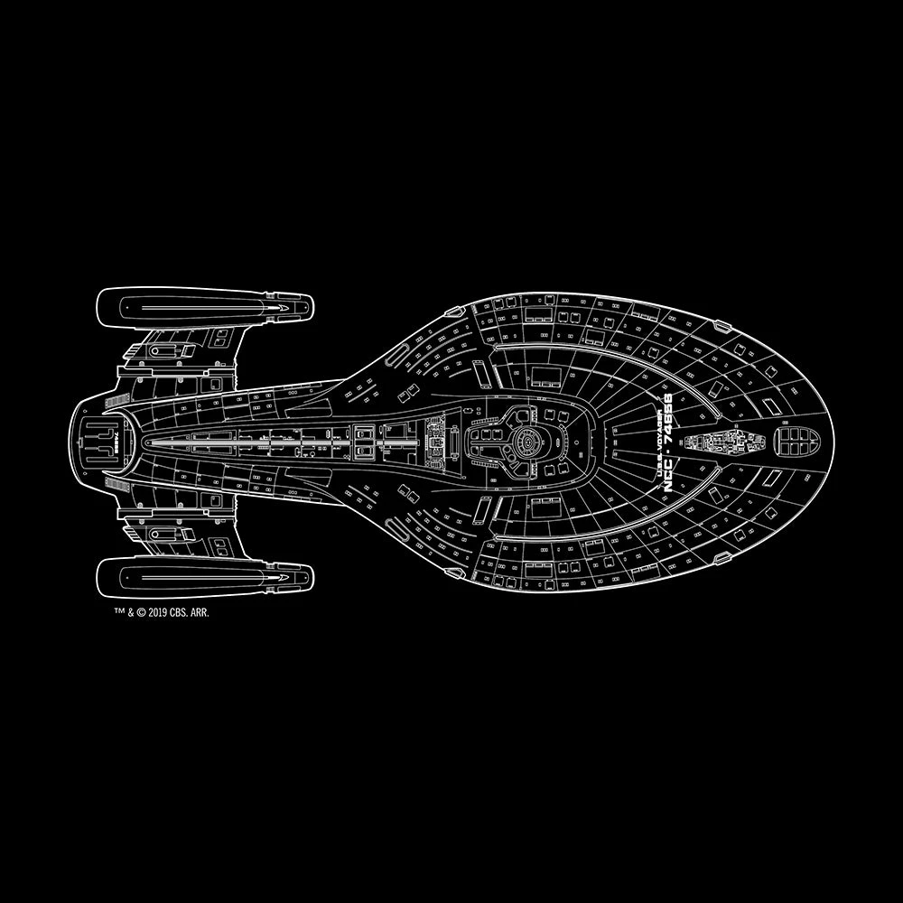 Star Trek: Voyager Schematic Adult Short Sleeve T-Shirt 4 Star Trek: Voyager Schematic Adult Short Sleeve T-Shirt - Image 2