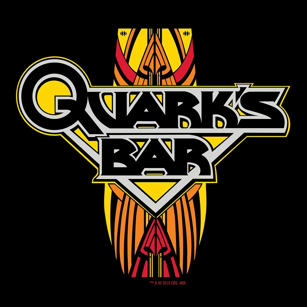 Star Trek: Deep Space Nine Quark's Bar Vintage Logo Black Adult Short Sleeve T-Shirt - Image 2