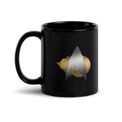 Star Trek: The Next Generation Kitty Cat Logo Black Mug -T-shirt Store StarTrek TNG KittyCatLogo 11oz Black Mug Mockup Left