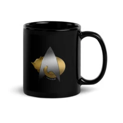 Star Trek: The Next Generation Kitty Cat Logo Black Mug -T-shirt Store StarTrek TNG KittyCatLogo 11oz Black Mug Mockup Right