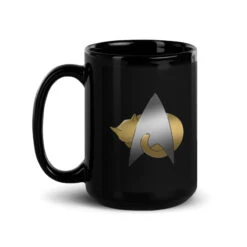 Star Trek: The Next Generation Kitty Cat Logo Black Mug -T-shirt Store StarTrek TNG KittyCatLogo 15oz Black Mug Mockup Left