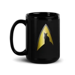Star Trek: The Original Series Kitty Cat Logo Black Mug -T-shirt Store StarTrek TOS KittyCatLogo 15oz Black Mug Mockup Left
