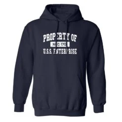 Star Trek: The Original Series Property Of U.S.S. Enterprise 1701 Fleece Hooded Sweatshirt -T-shirt Store StarTrek TOS PropertyofUSSEnterprise1701 Fleece Hooded Sweatshirt Mockup Navy