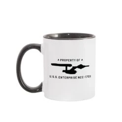Star Trek: The Original Series U.S.S. Enterprise Property Of Profile Two-Tone Mug -T-shirt Store StarTrek TOS USSEnterprisePropertyofProfile 11oz TwoToneMug BlackWhite Mockup Left