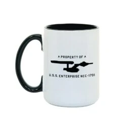 Star Trek: The Original Series U.S.S. Enterprise Property Of Profile Two-Tone Mug -T-shirt Store StarTrek TOS USSEnterprisePropertyofProfile 15oz TwoToneMug BlackWhite Mockup Left