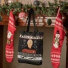 Star Trek: The Next Generation Make It Snow Tote Bag -T-shirt Store mockup of a tote bag hanging between christmas stockings 30193