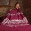 Star Trek: Picard Chateau Picard Vineyard Logo Sherpa Blanket -T-shirt Store throw blanket mockup featuring a girl sitting on a bed 24677